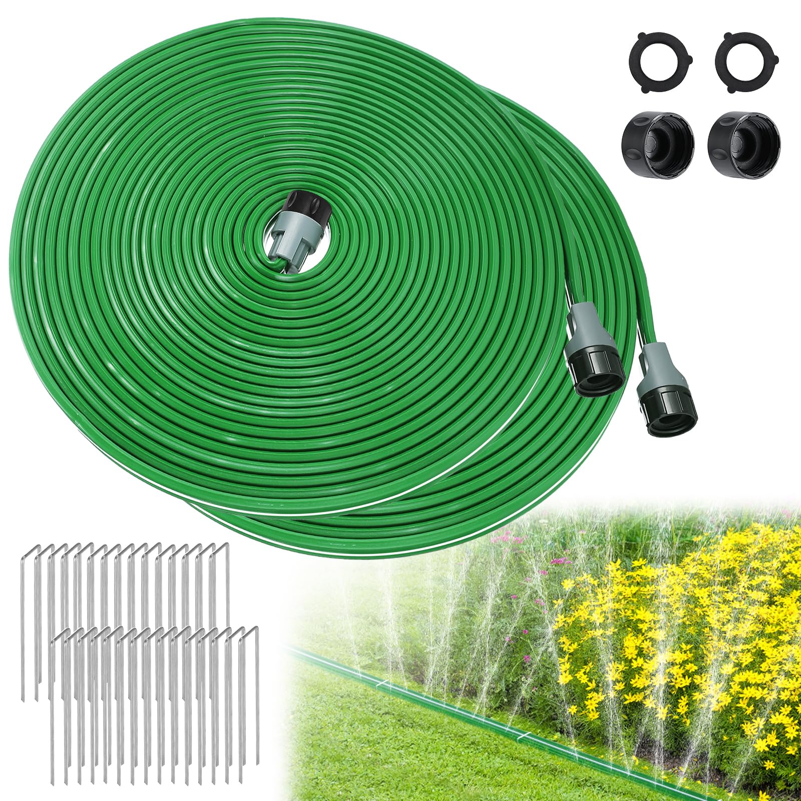Beeplove 50ft Sprinkler Soaker Hose front view with green colour