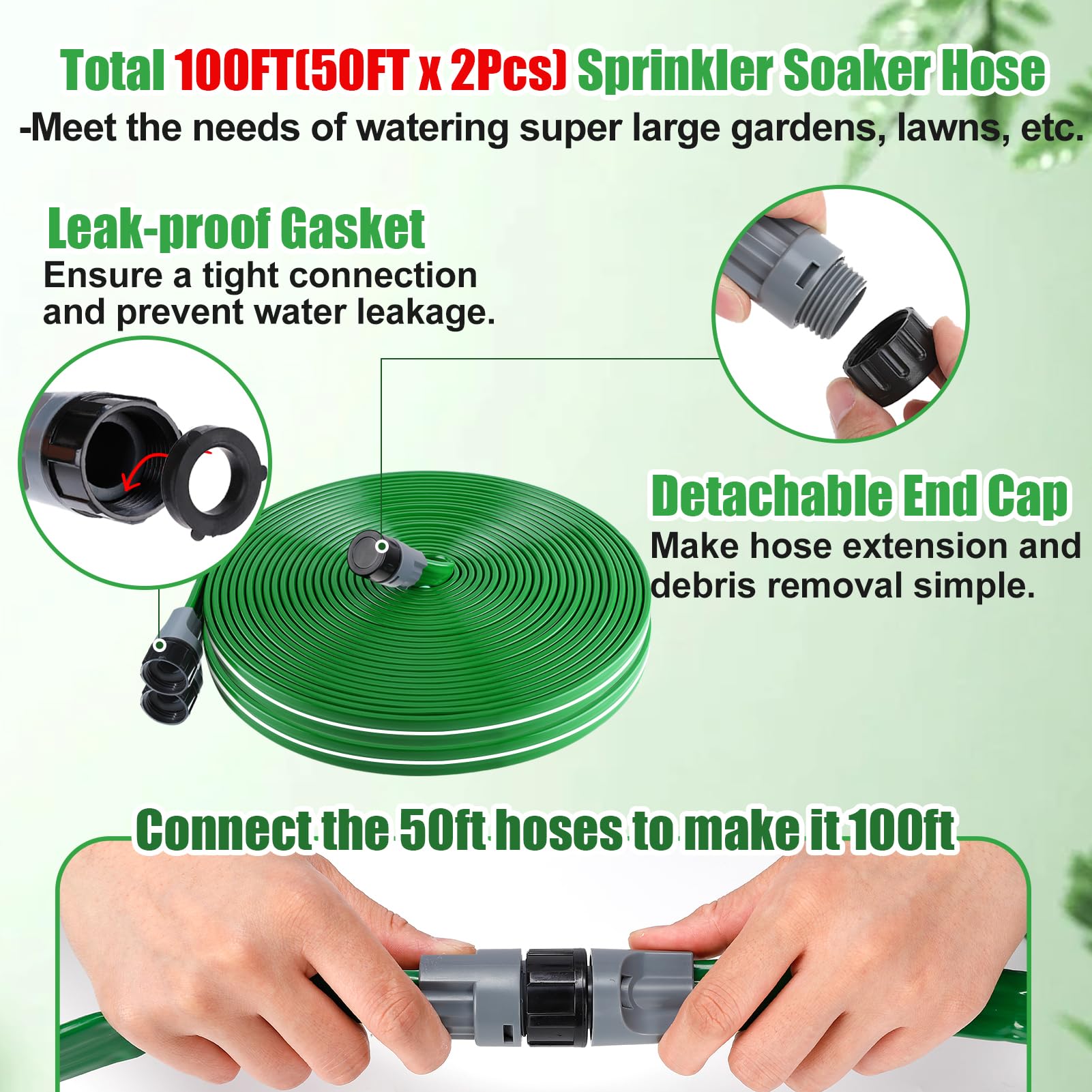 Beeplove 50ft Sprinkler Soaker Hose laid flat in garden