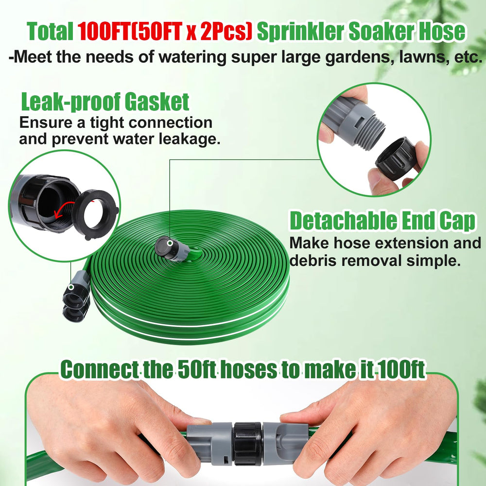 Beeplove 50ft Sprinkler Soaker Hose laid flat in garden