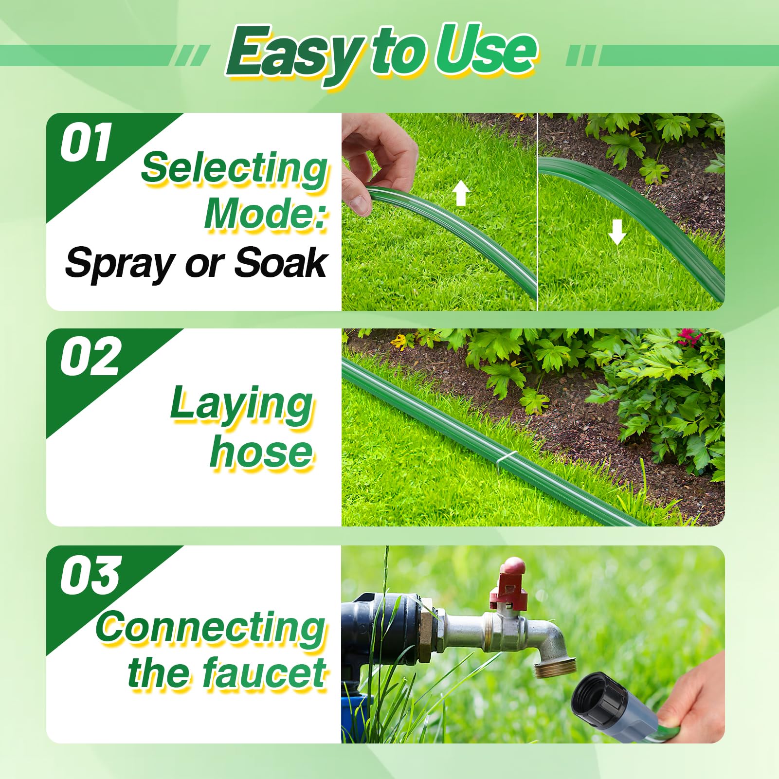 Beeplove 50ft Sprinkler Soaker Hose packaging with details