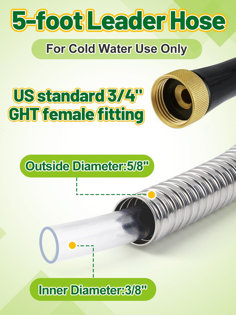 Beeplove garden hose with stainless steel casing and rubber washers