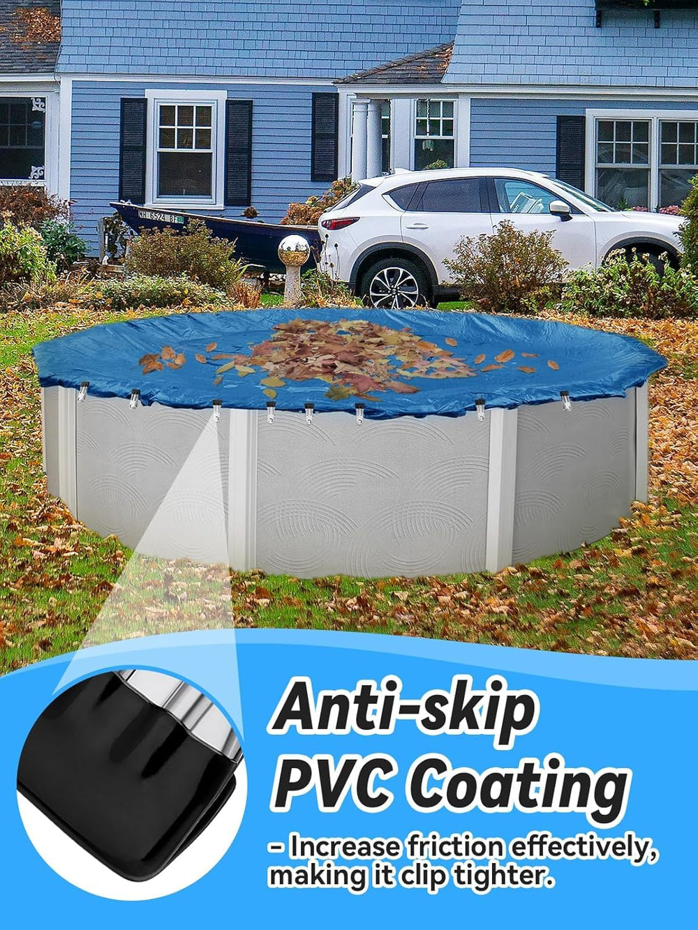 Beeplove pool clips securing a steel wall above ground pool cover