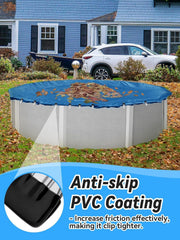 Beeplove pool clips securing a steel wall above ground pool cover