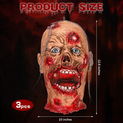Beeveer severed zombie head prop side view showing bloody face