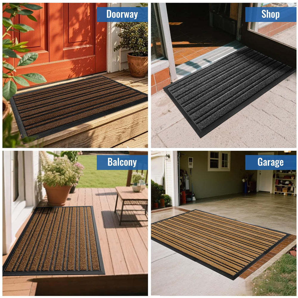 BEHERO Door Mat Outdoor Entrance back view showing rubber backing