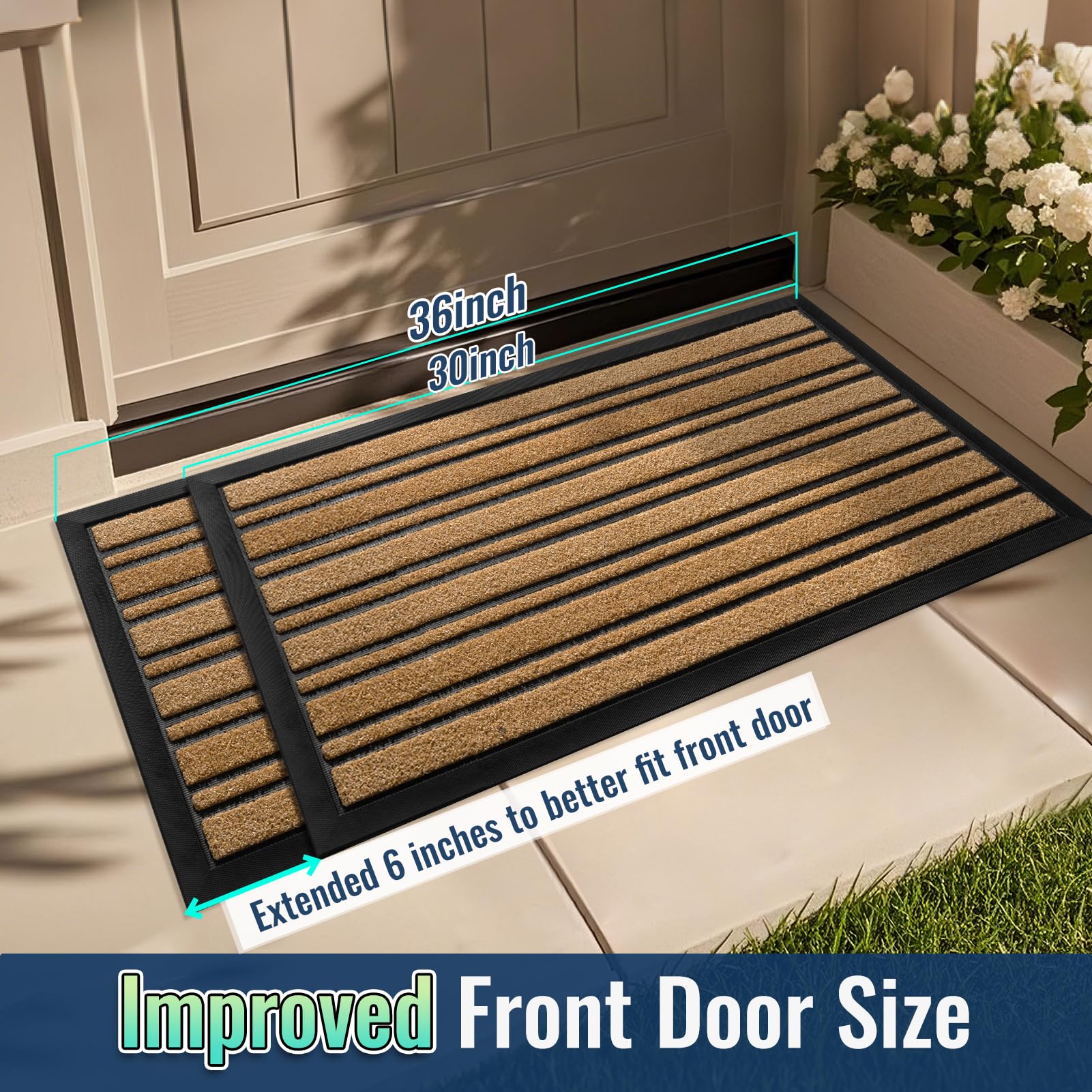 BEHERO Door Mat Outdoor Entrance close-up of artificial grass texture