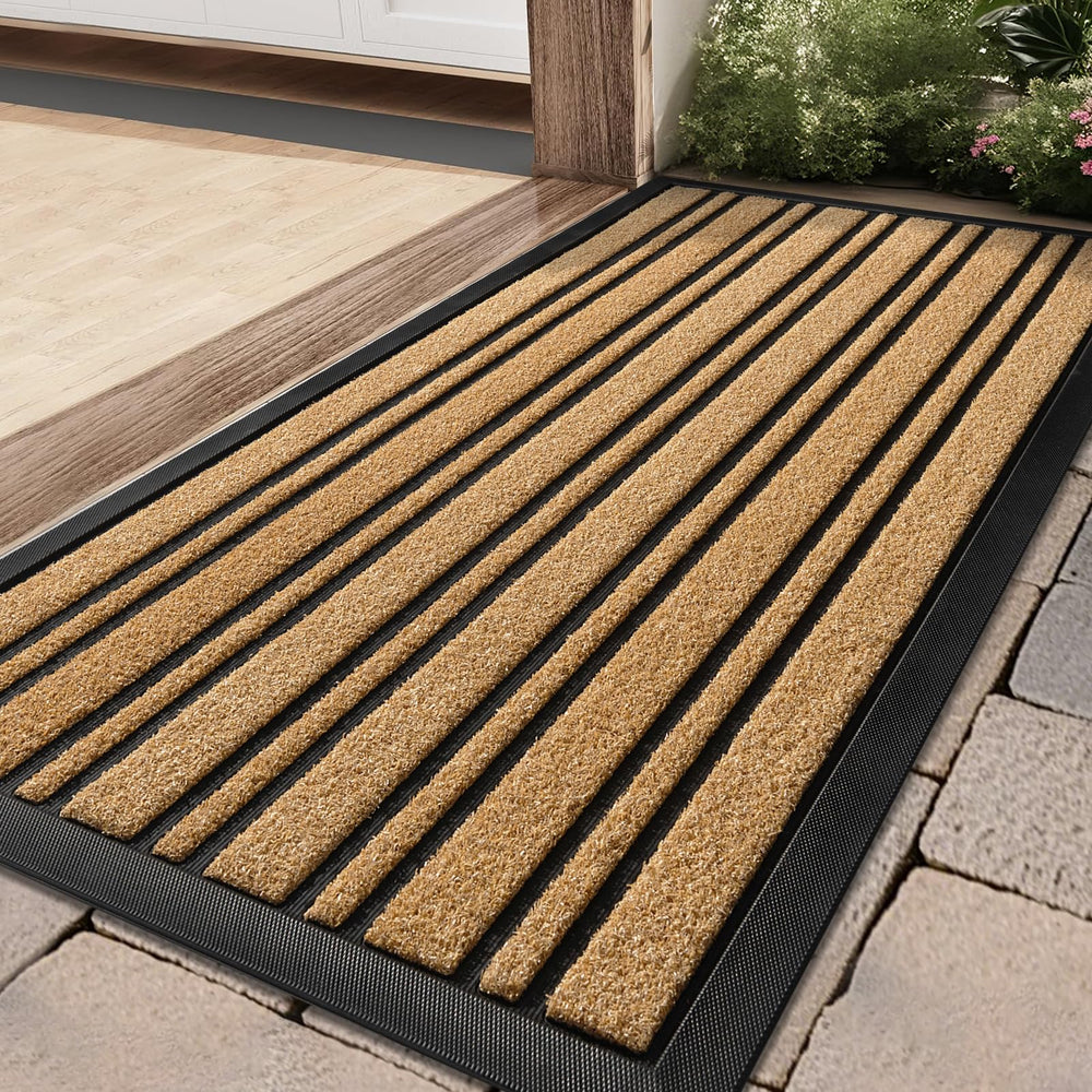 BEHERO outdoor door mat 36x17 inches in yellow color front view