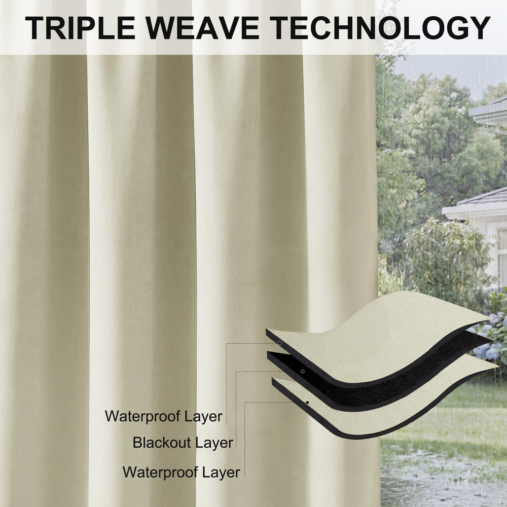 Beige RYB HOME Outdoor Curtain packaged view