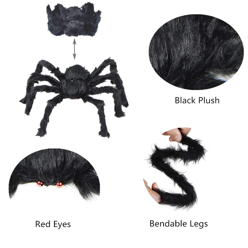 BEIGUO 12-inch Halloween spider in garden setting