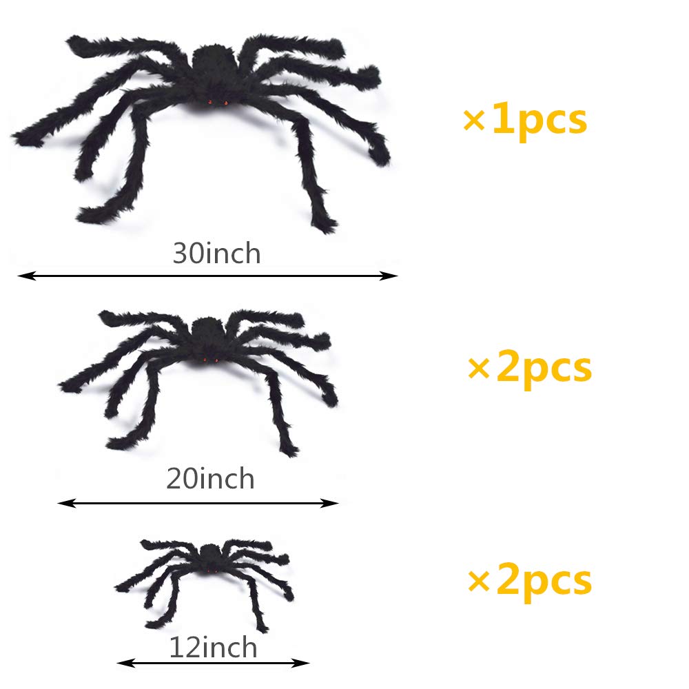 BEIGUO 20-inch Halloween spider with bendable legs, side view