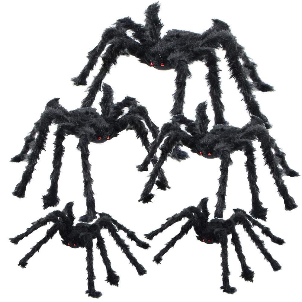 BEIGUO 30-inch Halloween spider with red eyes, front view