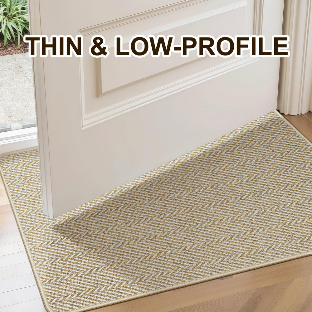 BEISIFLOOR Ultra Thin Door Mat 36x59 khaki in entryway