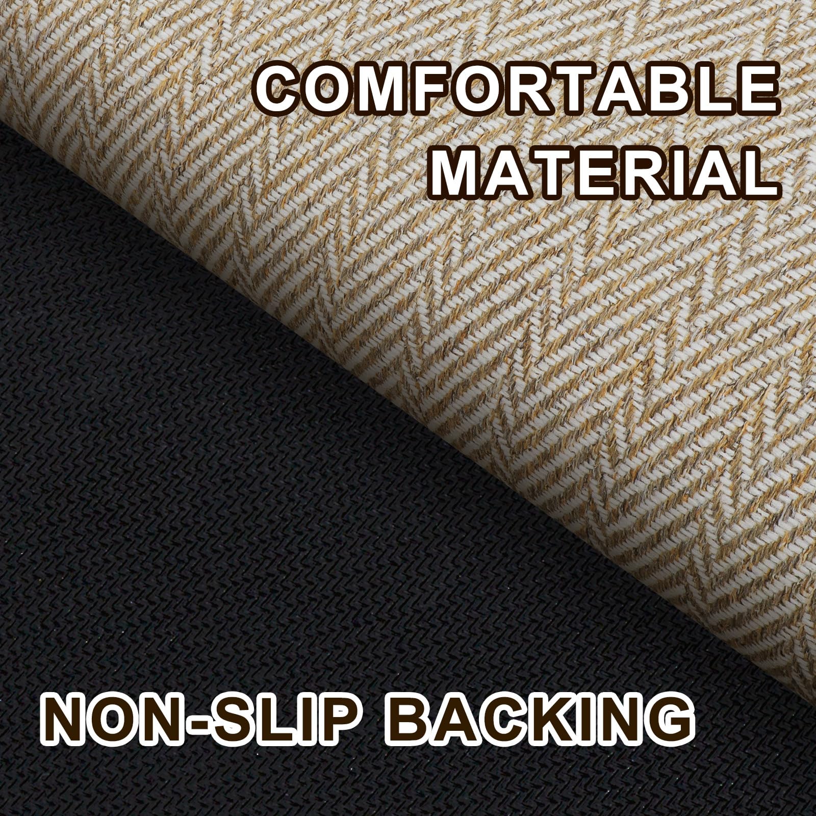 BEISIFLOOR Ultra Thin Door Mat 36x59 khaki with herringbone design