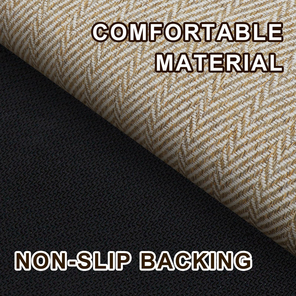 BEISIFLOOR Ultra Thin Door Mat 36x59 khaki with herringbone design