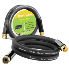 beitopamz 5 ft Short Garden Hose front view with brass fittings
