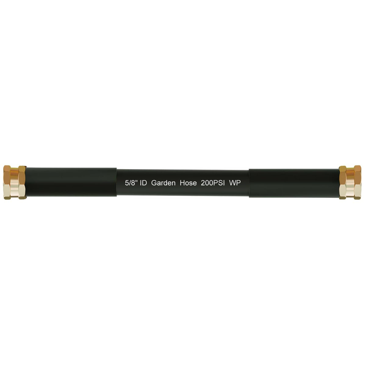 beitopamz Short Garden Hose 1ft black model front view with brass fittings