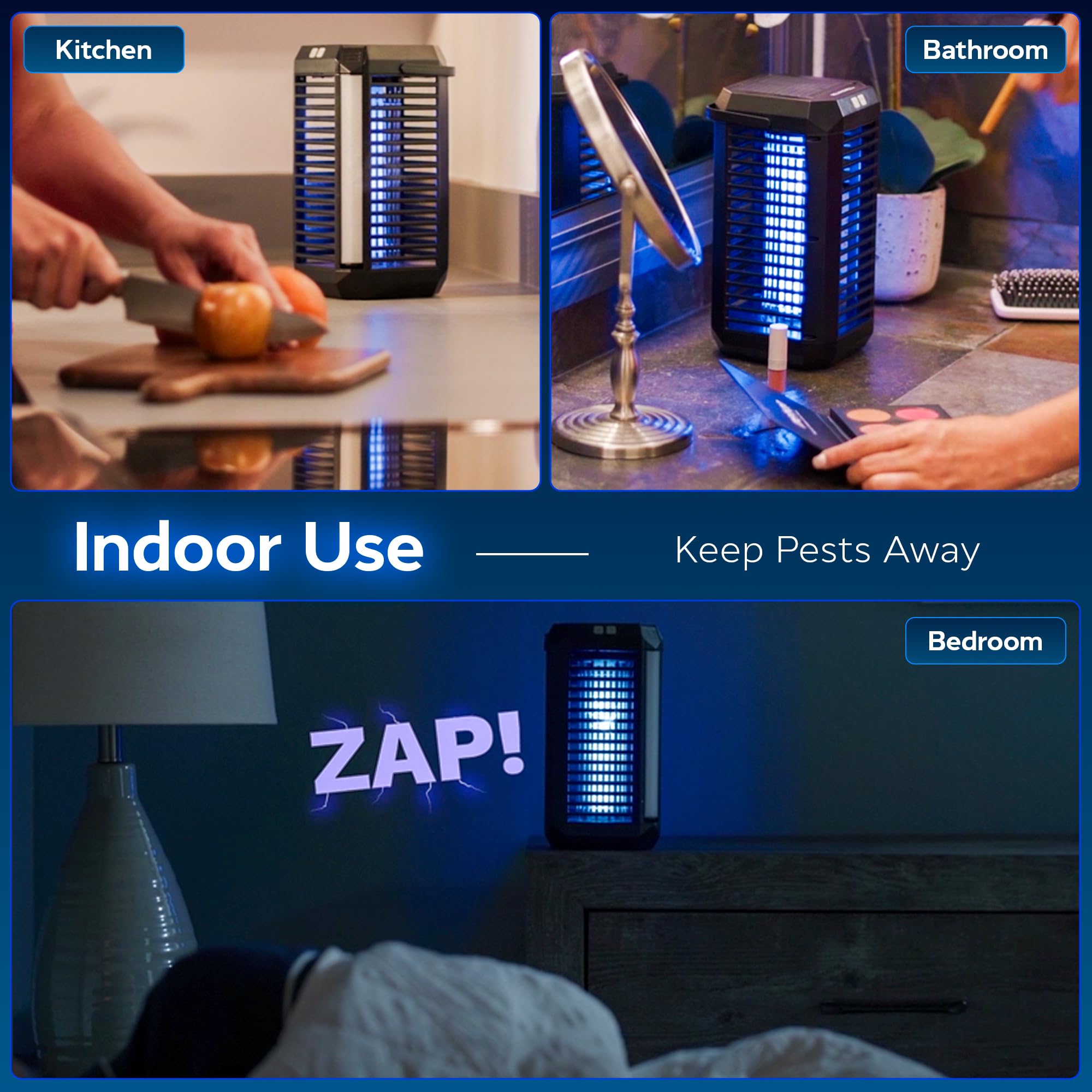 Bell+Howell Rogue Bug Zapper in use outdoors at night