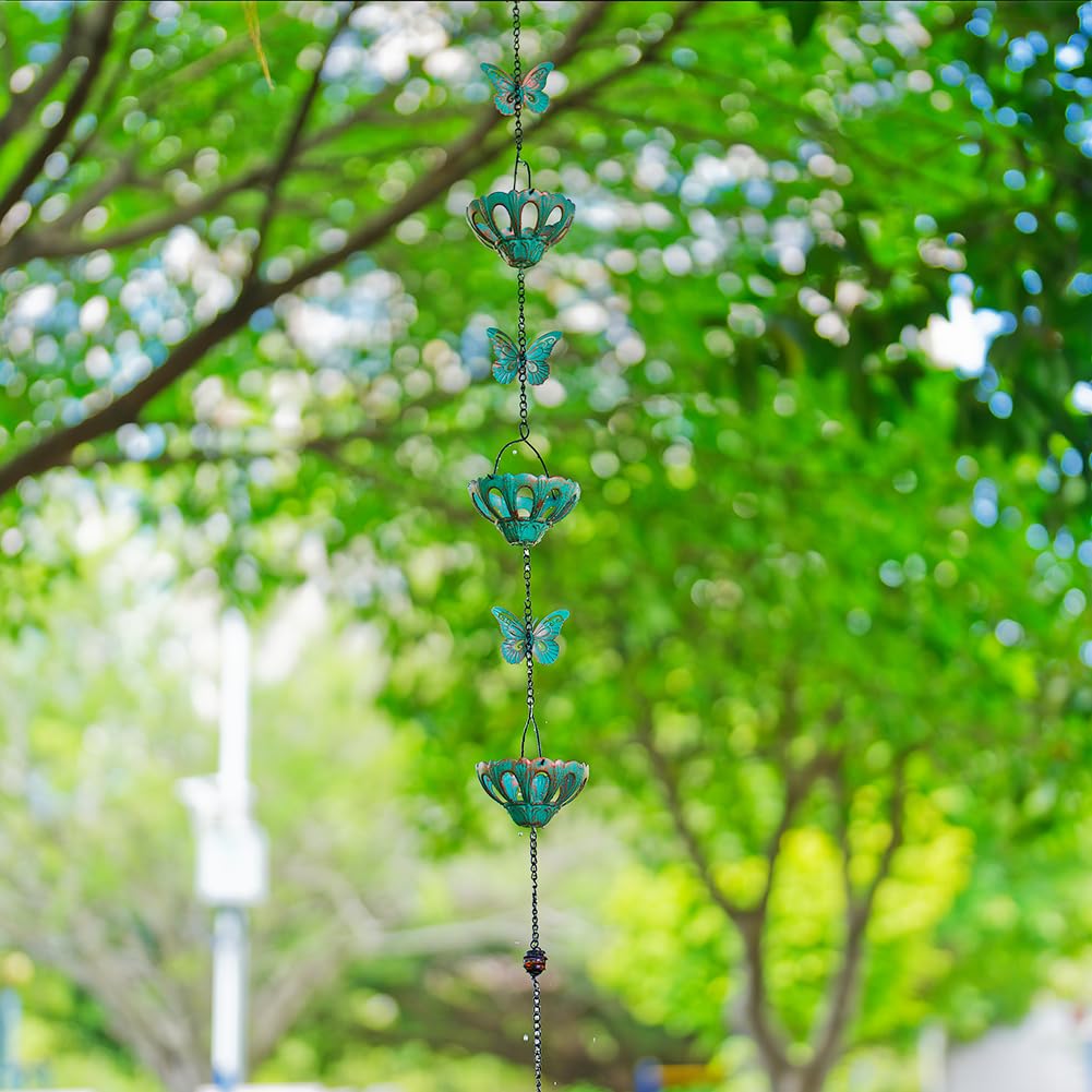 Bell pendant at the bottom of the rain chain