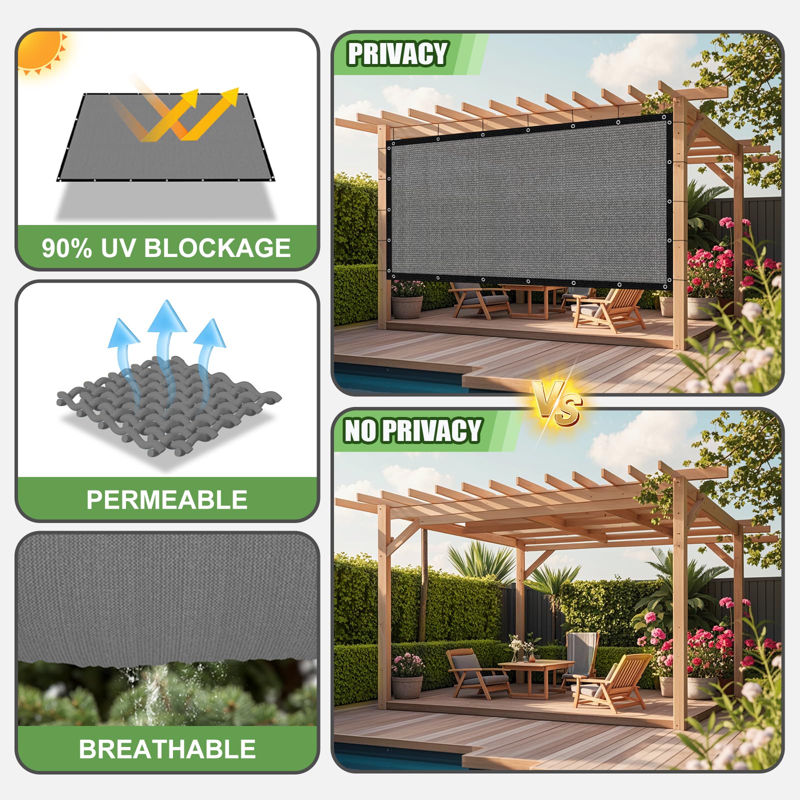 BELLE DURA Sun Shade Cloth in a backyard setting