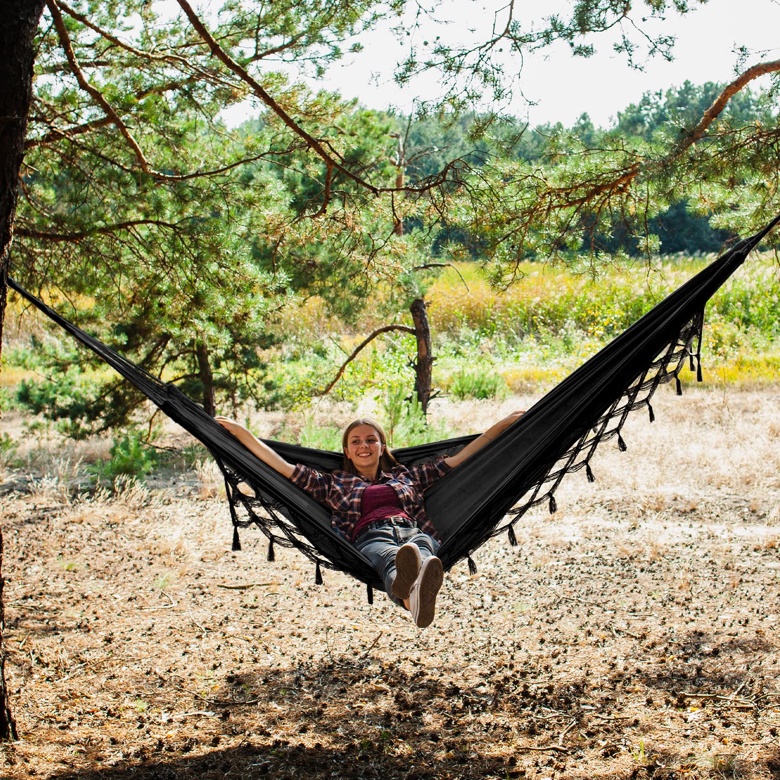 Bellzacasa hammock on patio with sunset background