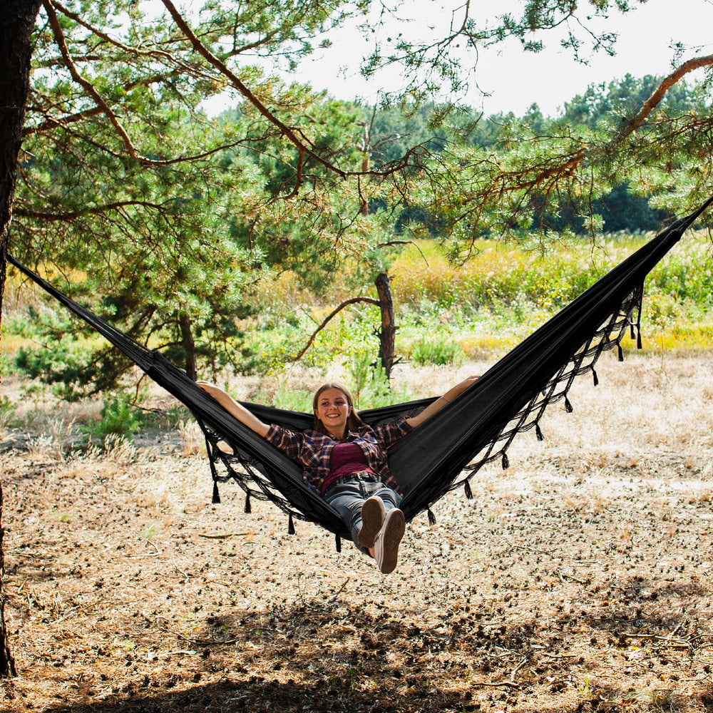 Bellzacasa hammock on patio with sunset background