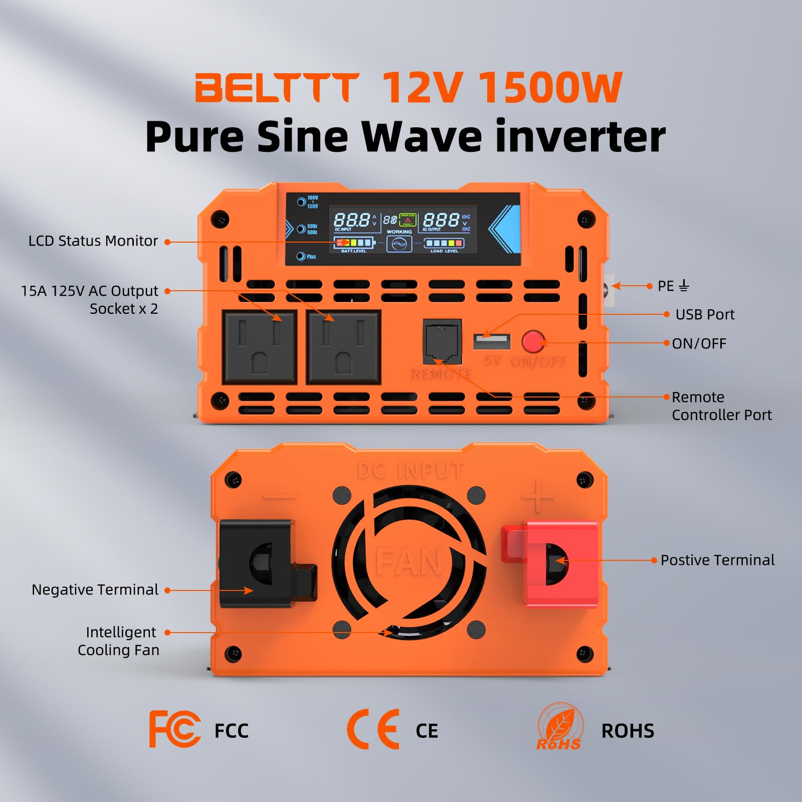 BELTTT 1500W inverter included accessories and manual