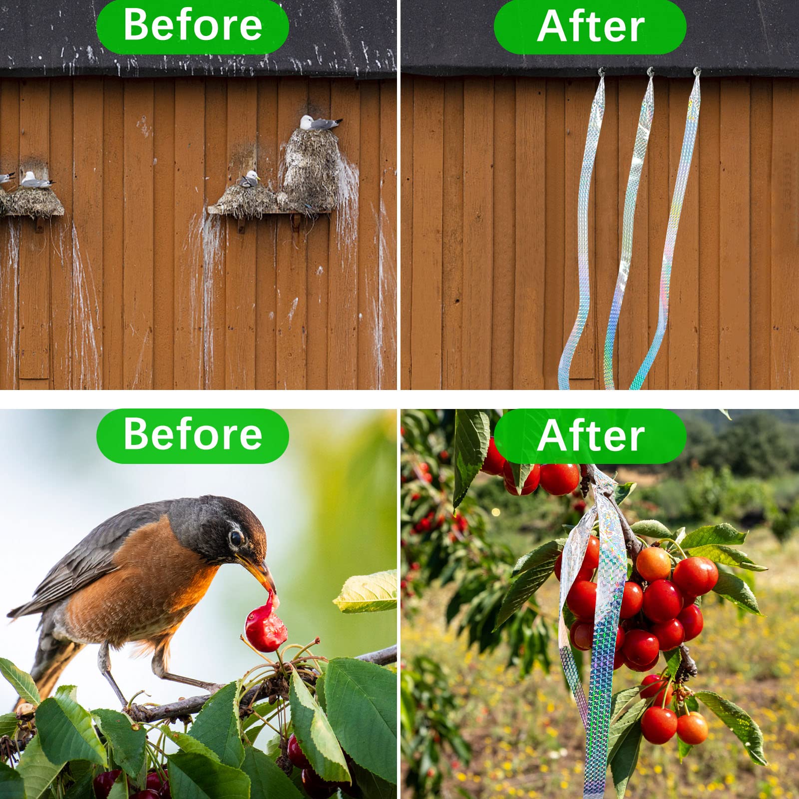 Benasan Reflective Birds Scare Ribbon packaging display