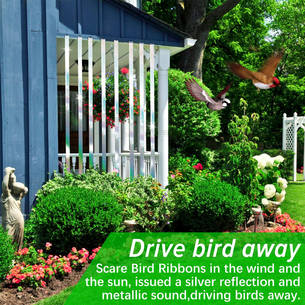 Benasan Reflective Birds Scare Ribbon unfurled outdoors