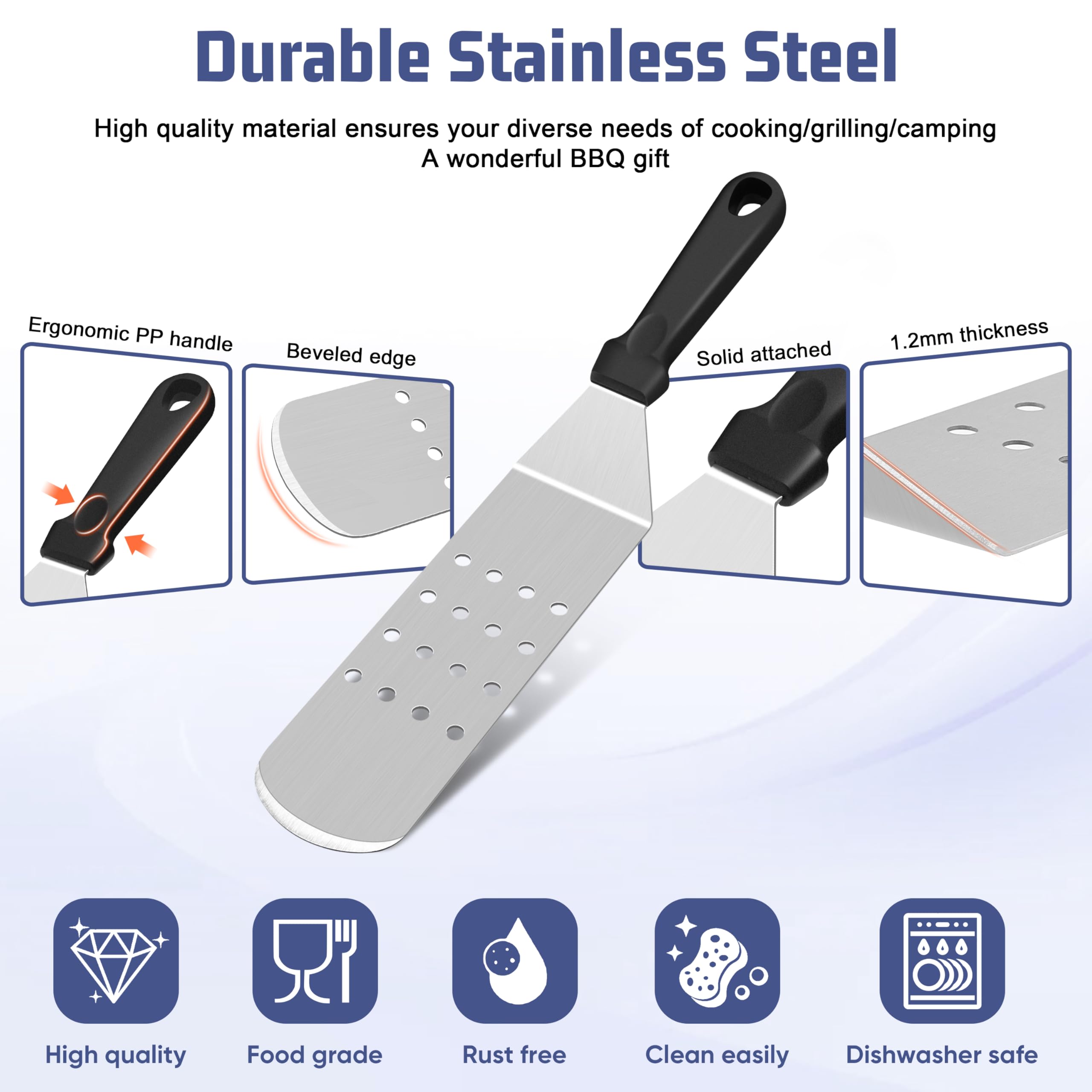 Bench scraper chopper included in HaSteeL griddle accessories