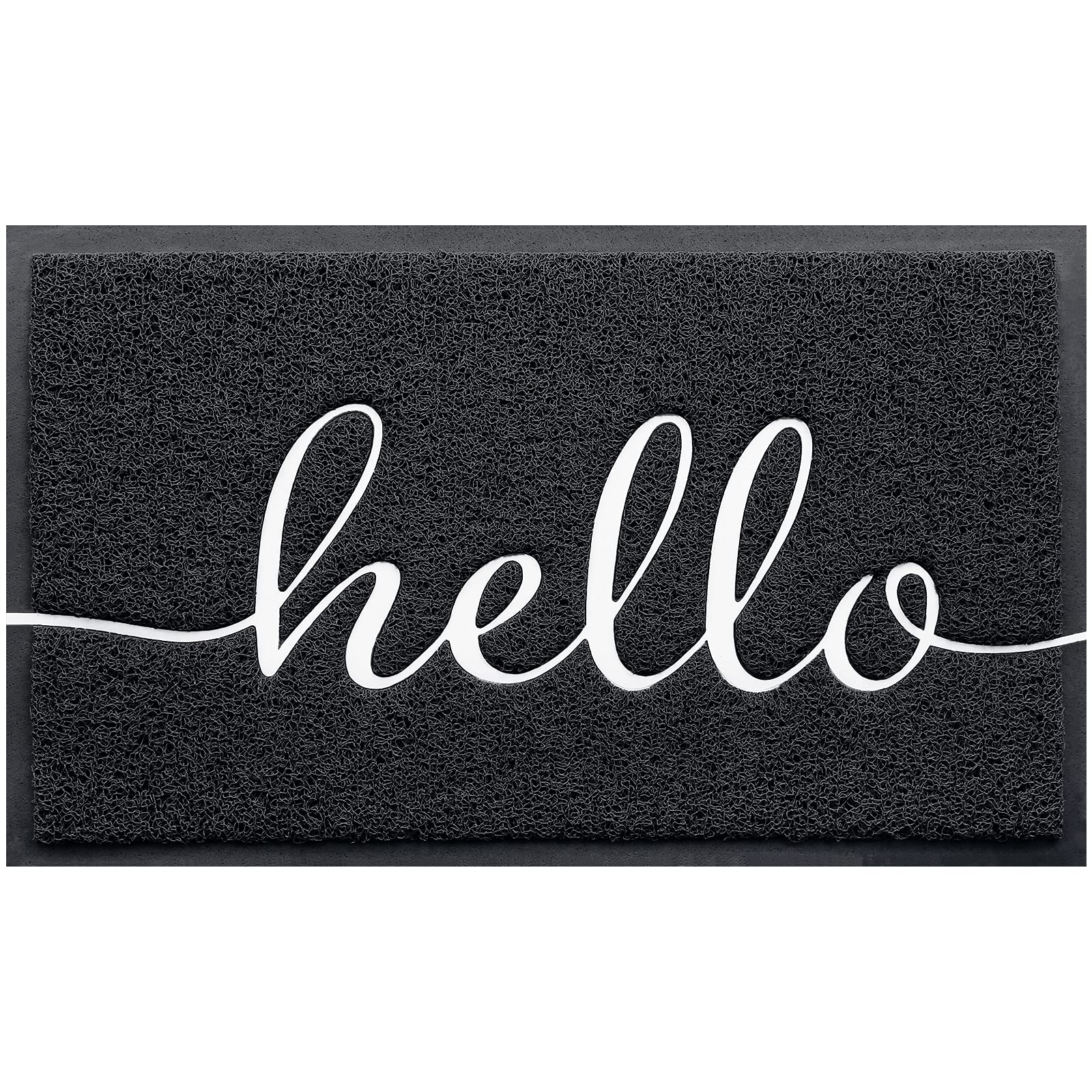 BeneathYourFeet Door Mat front view with embossed hello design