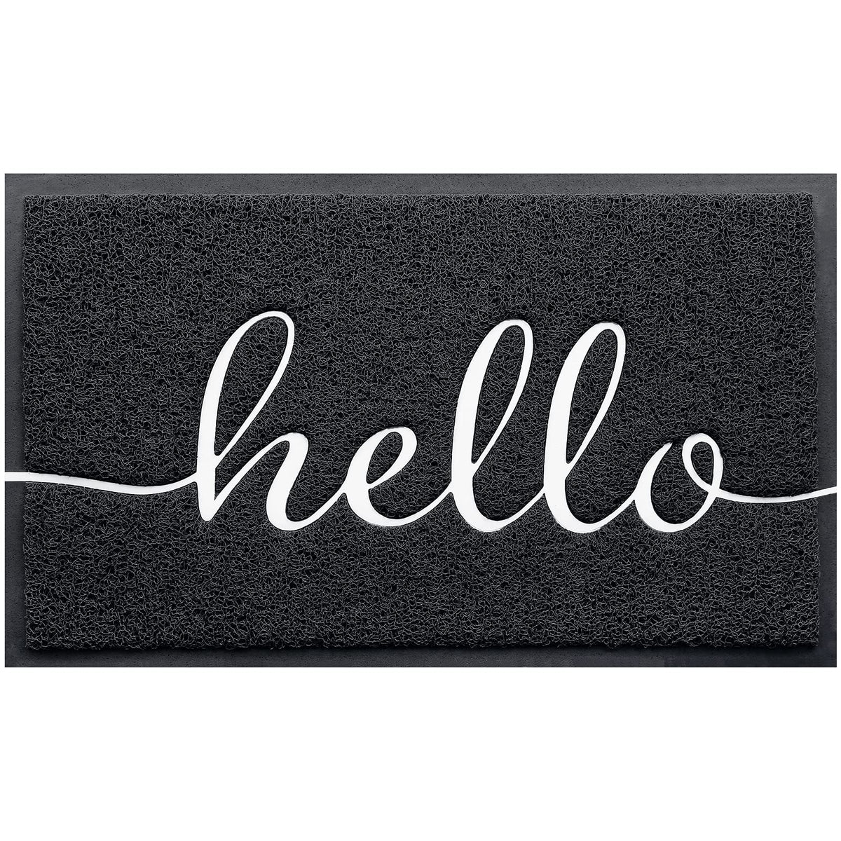 BeneathYourFeet Door Mat front view with embossed hello design