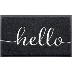 BeneathYourFeet Door Mat front view with embossed hello design