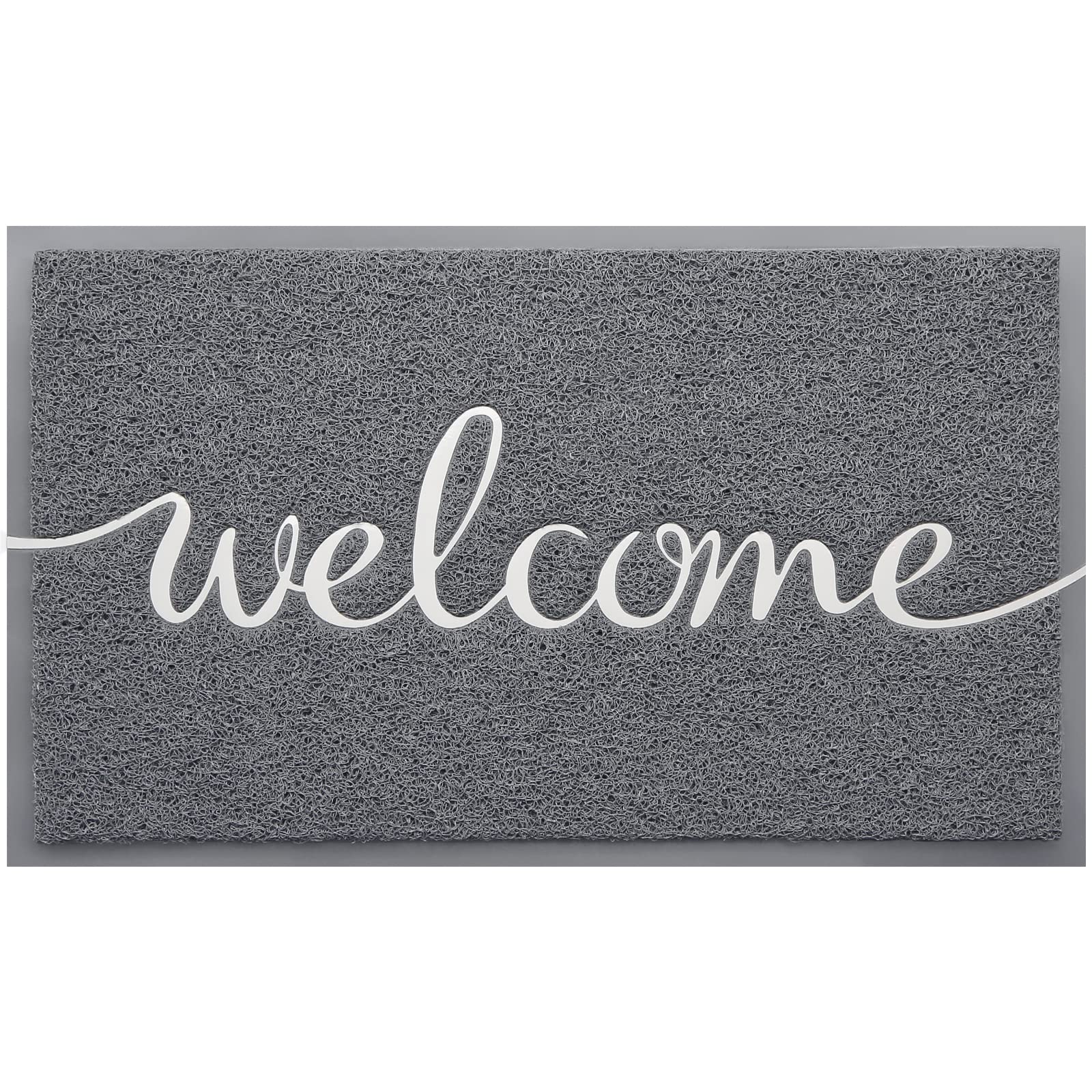 BeneathYourFeet Welcome Mat front view with embossed hello design