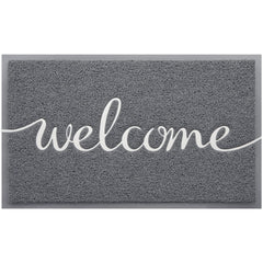 BeneathYourFeet Welcome Mat front view with embossed hello design