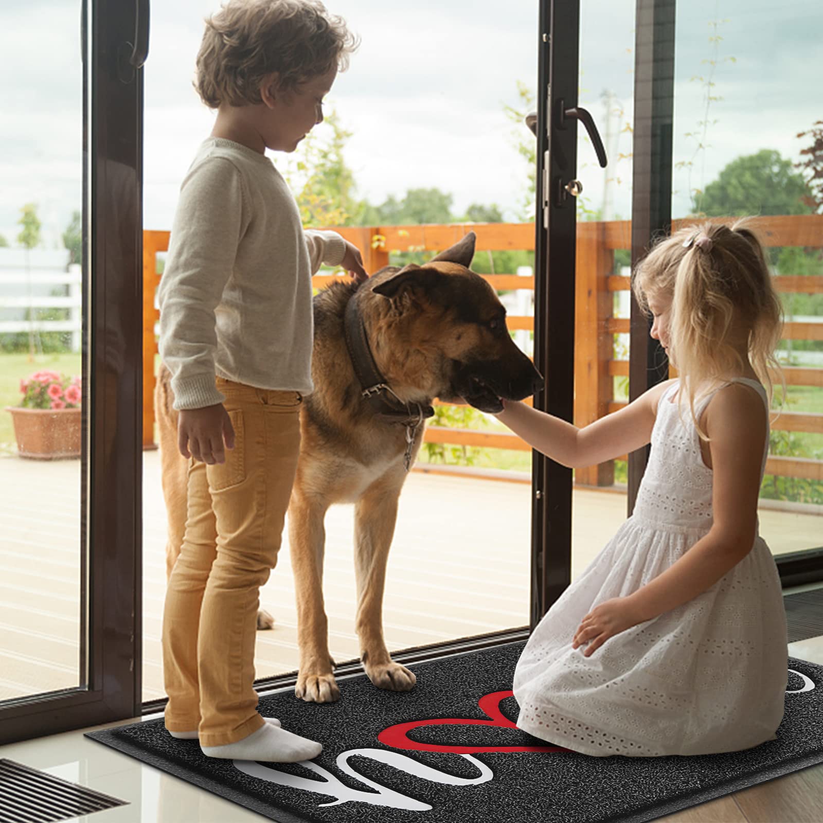 BeneathYourFeet Welcome Mat on a kitchen floor