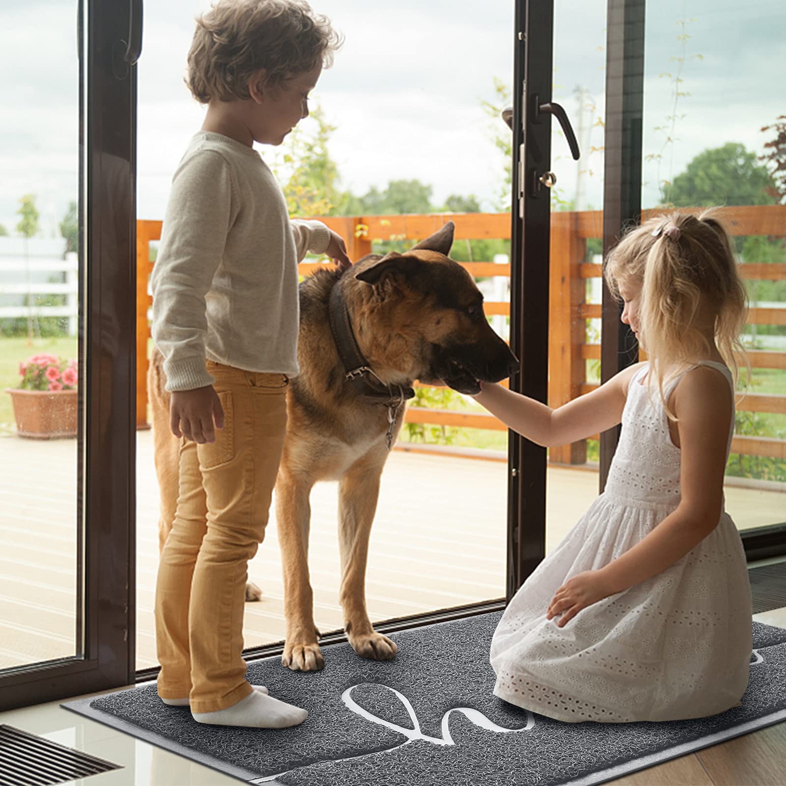 BeneathYourFeet Welcome Mat on a patio