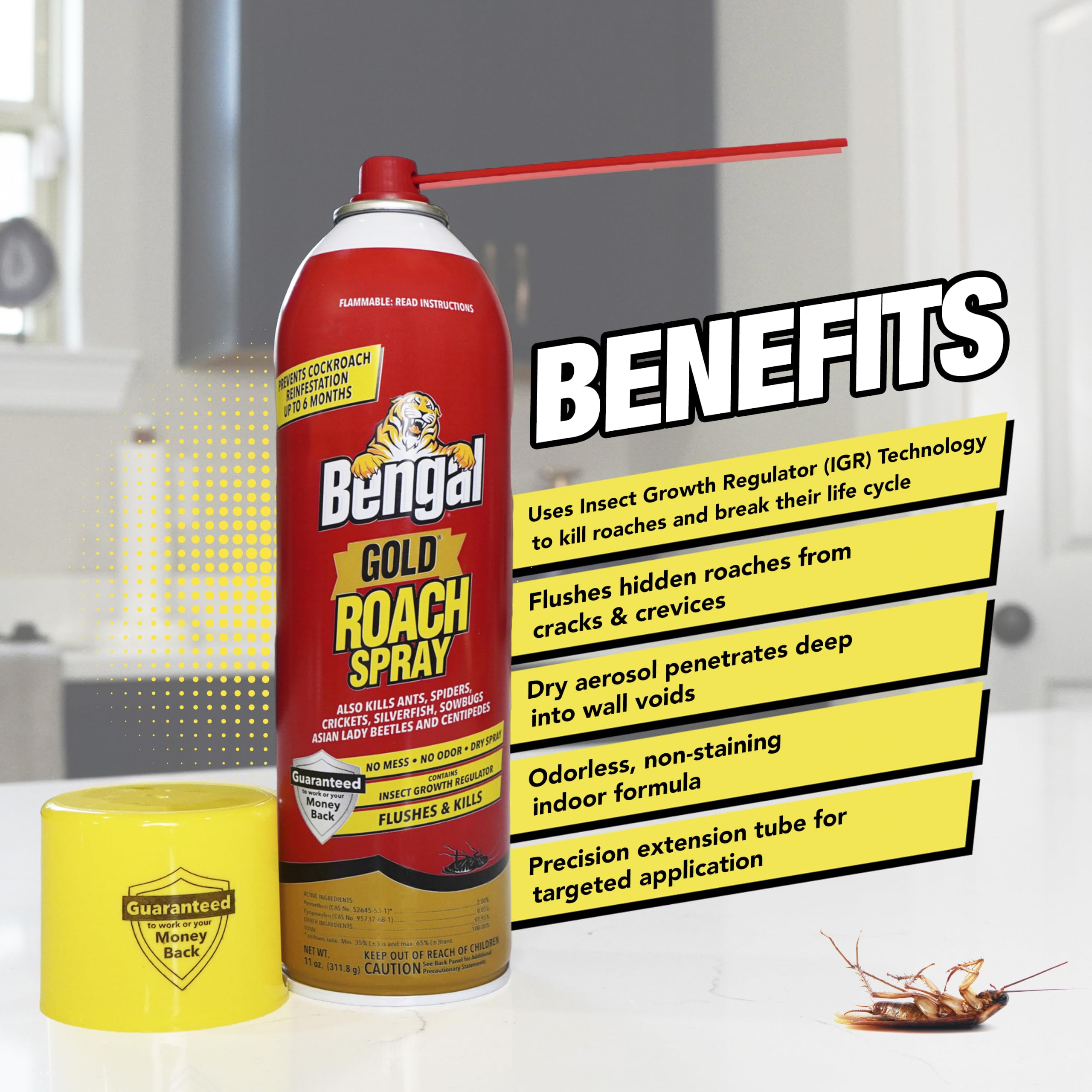 Bengal Gold Roach Spray 11 oz can side view