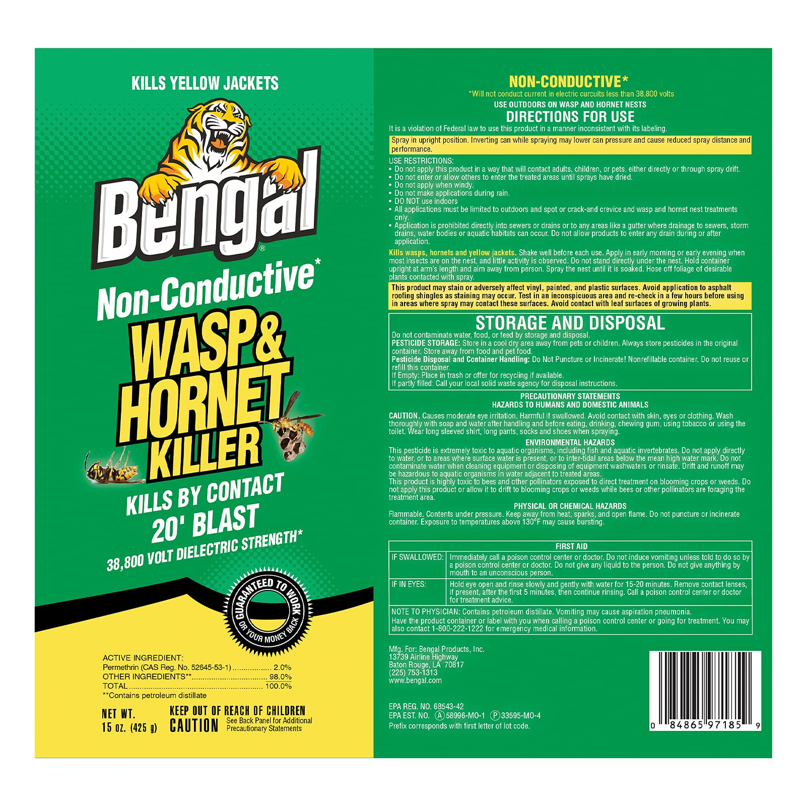 Bengal Non-Conductive Wasp and Hornet Killer spray in outdoor setting