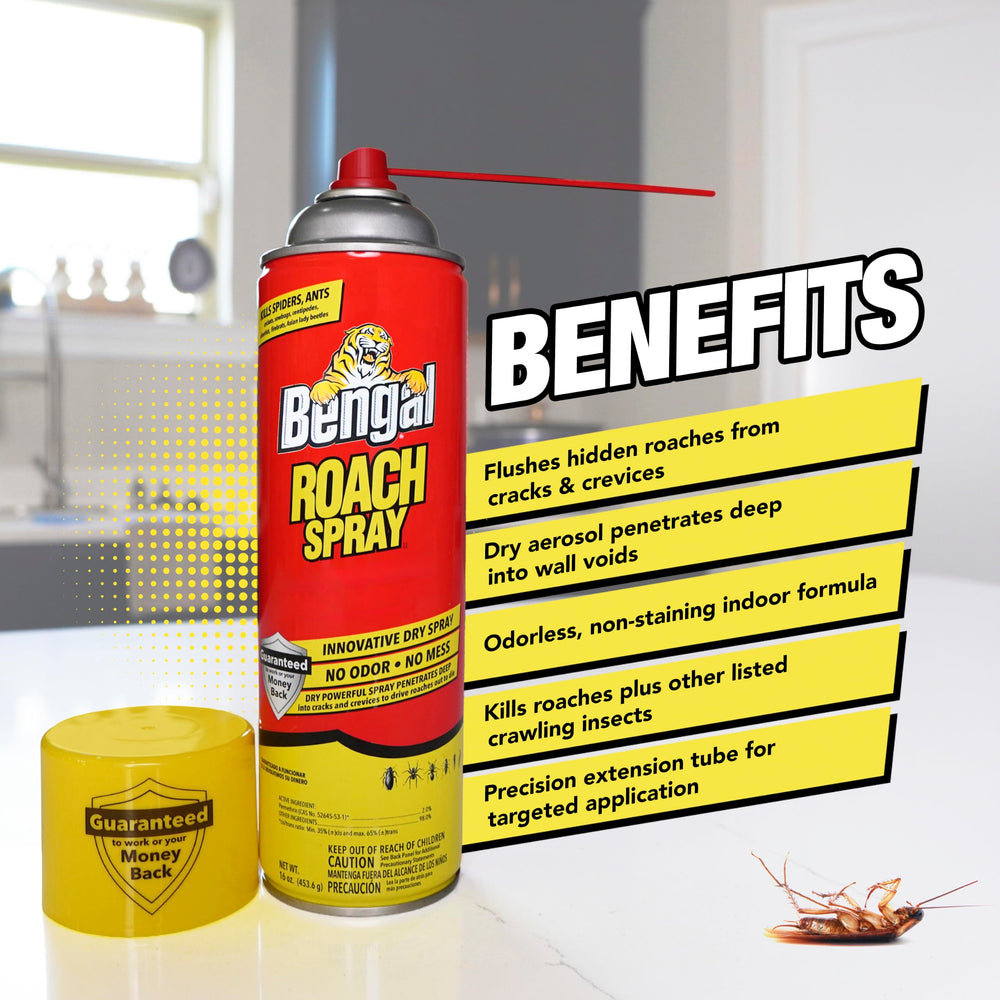 Bengal Roach Spray 9 oz can side view