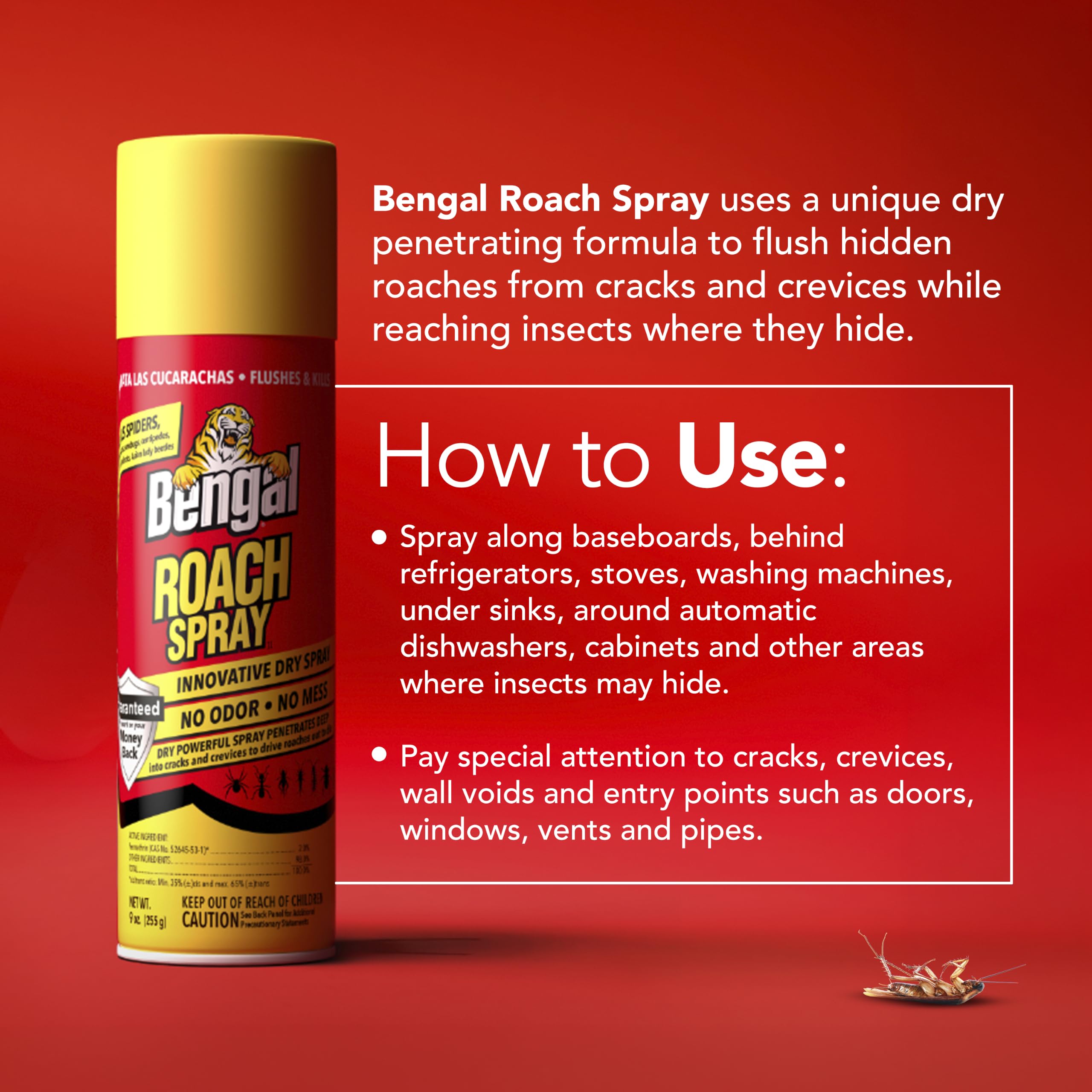 Bengal Roach Spray 9 oz can with extension tube