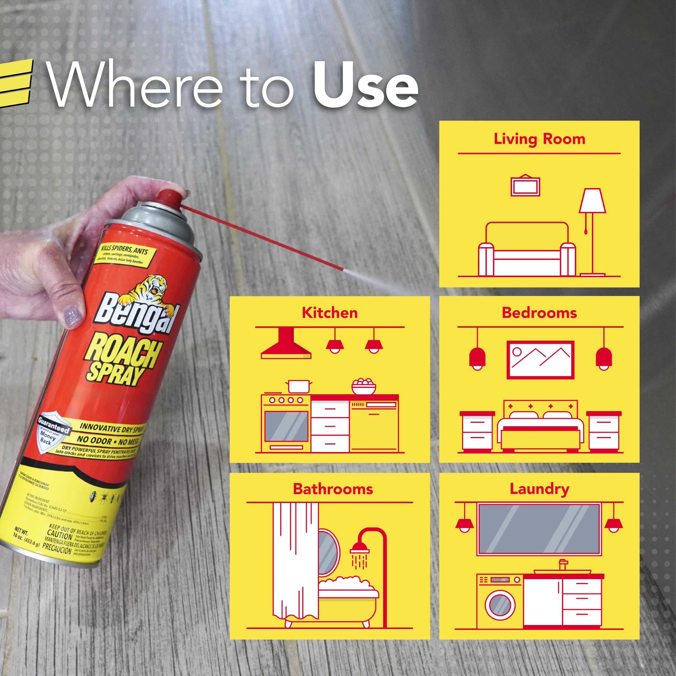 Bengal Roach Spray packaging with multiple cans