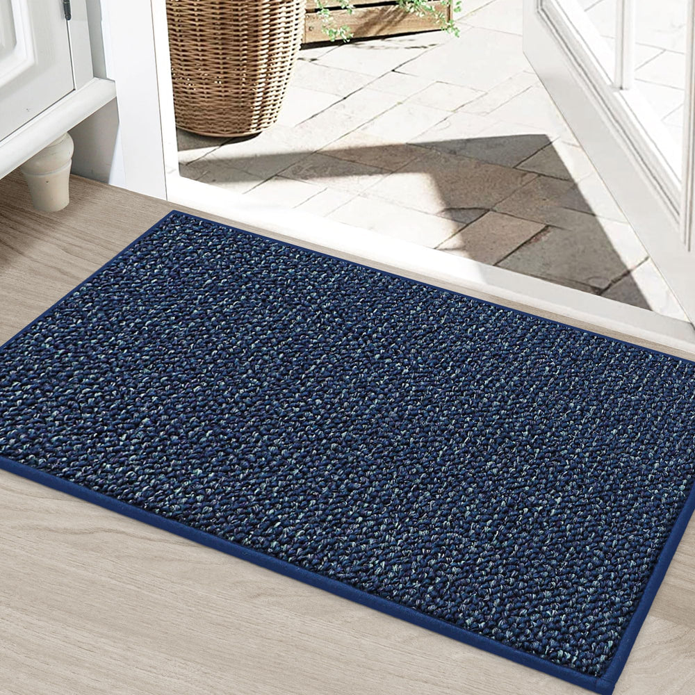 BEQHAUSE 24" x 36" blue dirt trapper door mat front view