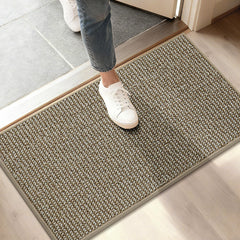 BEQHAUSE Dirt Trapper Door Mat 17" x 30" front view in light beige