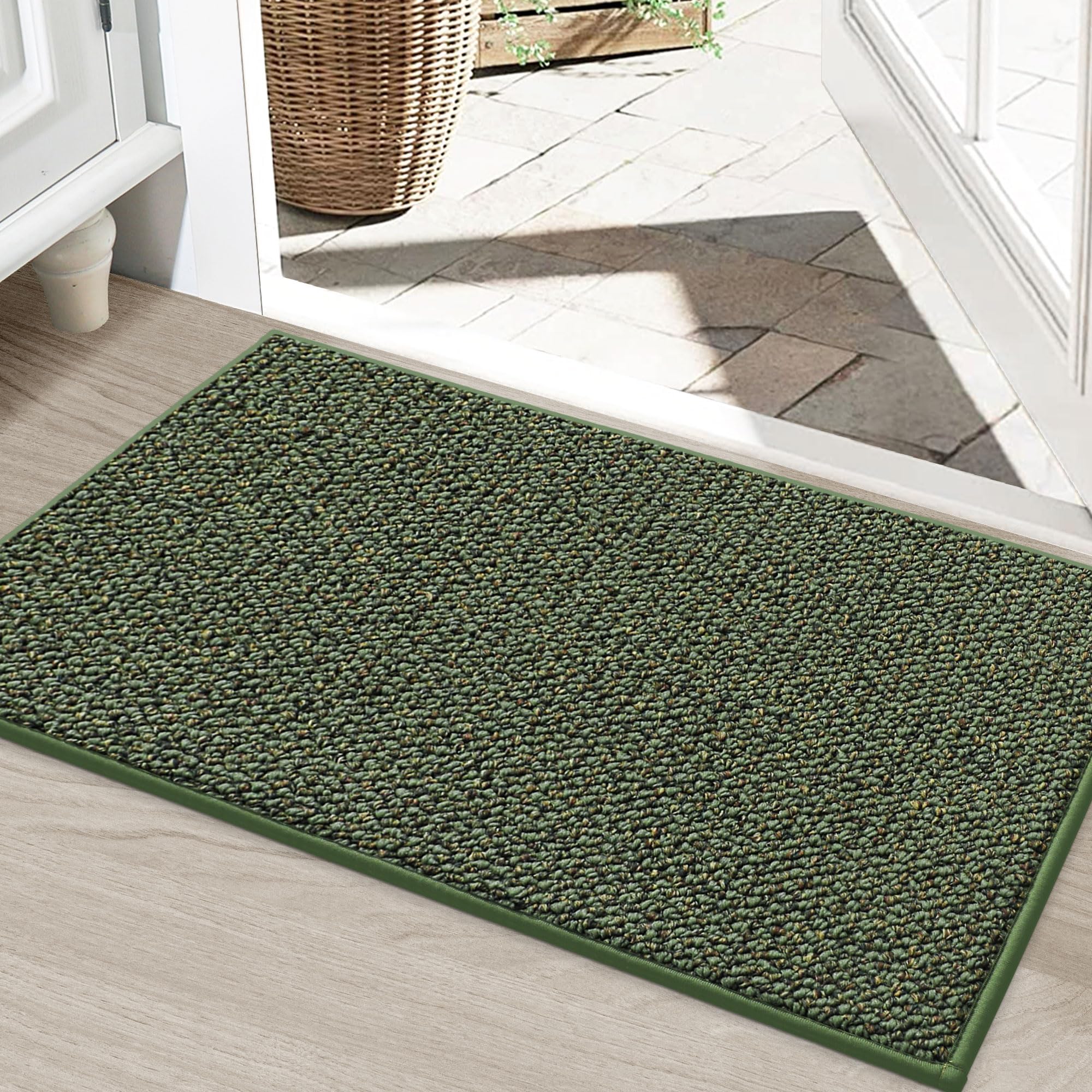 BEQHAUSE Dirt Trapper Door Mat 24" x 36" in green, front view
