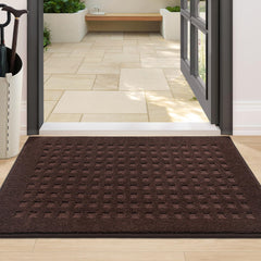 BEQHAUSE Dirt Trapper Door Mat 24"x36" front view, dark brown