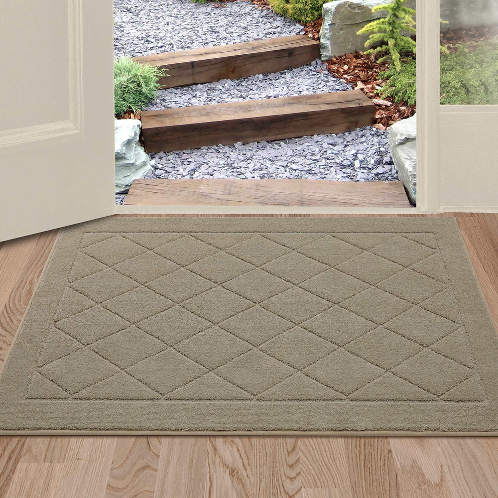 BEQHAUSE Dirt Trapper Door Mat 24x36 beige front view