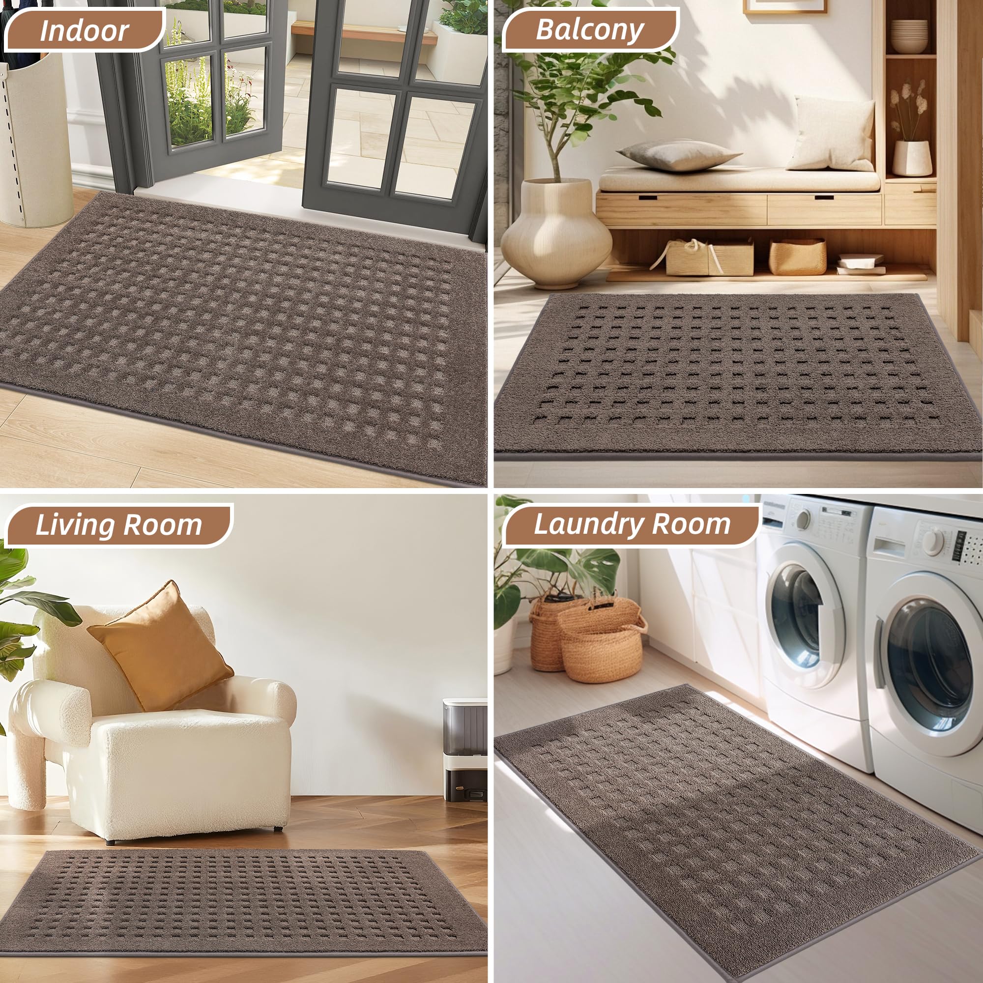 BEQHAUSE Dirt Trapper Door Mat 24x36 brown lifestyle scene