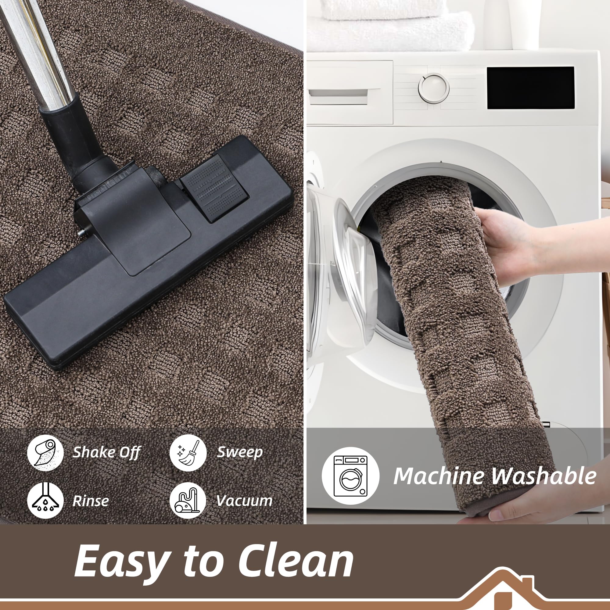 BEQHAUSE Dirt Trapper Door Mat 24x36 brown non-slip backing