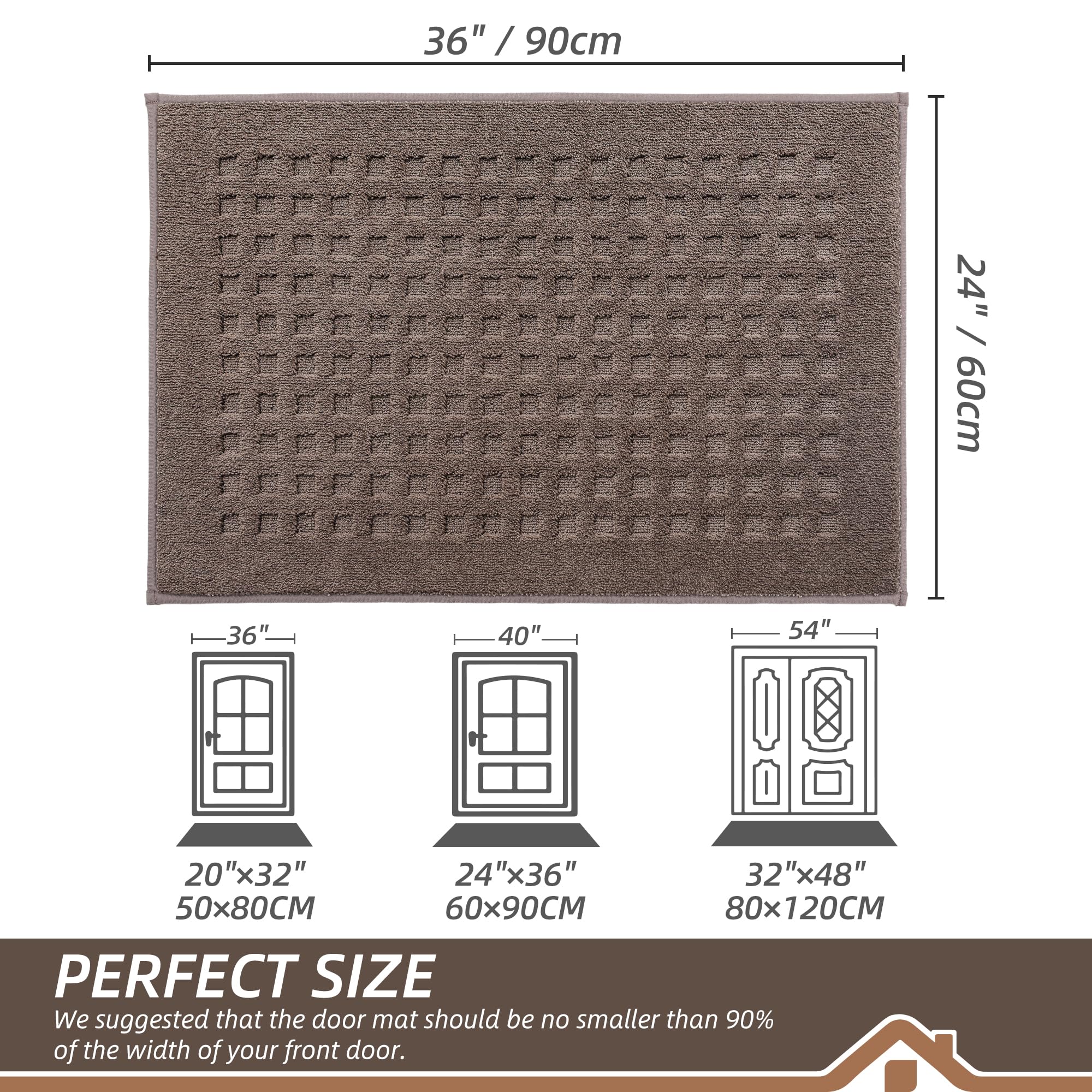 BEQHAUSE Dirt Trapper Door Mat 24x36 brown side view