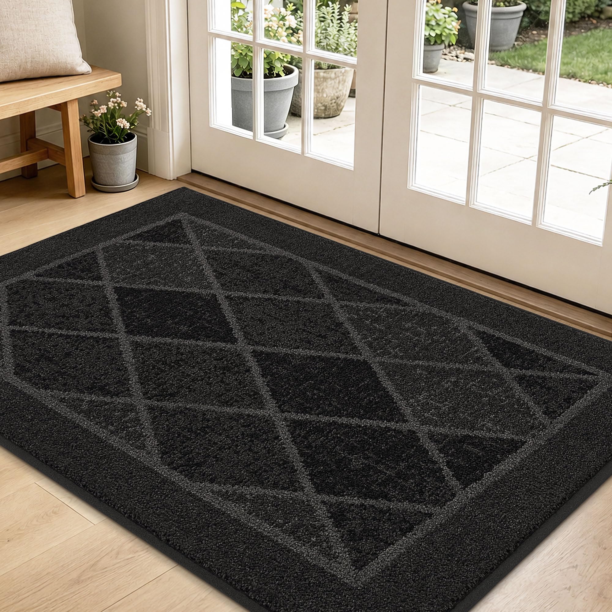BEQHAUSE Dirt Trapper Door Mat 32" x 48" in dark grey front view